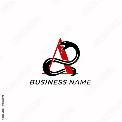design logo combine letter A and snake