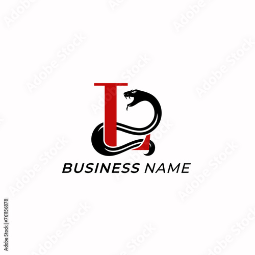 design logo creative letter L and snake