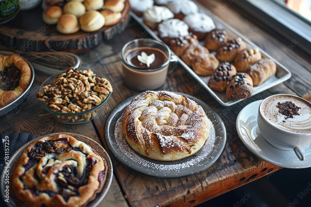 Artisanal Pastry Display in Coffee Shop