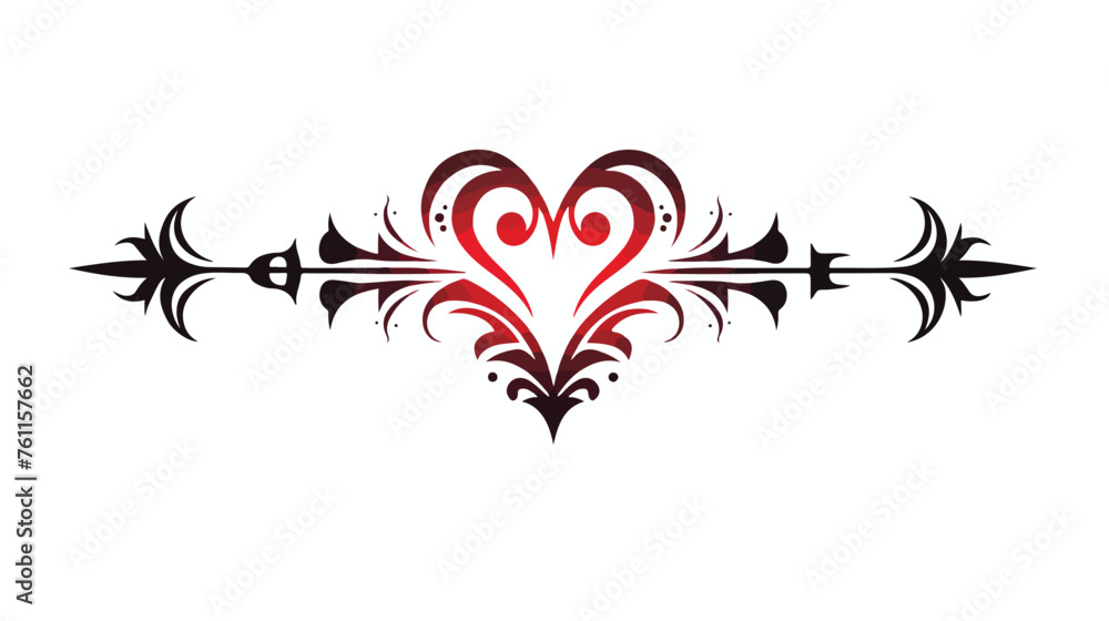 Arrow pierced heart vector on white background flat