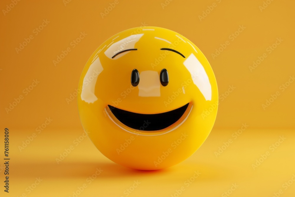 Fototapeta premium Grinning or smiling yellow emoji 3d style