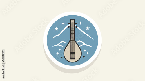Balalaika in circle icon. Simple line outline vector
