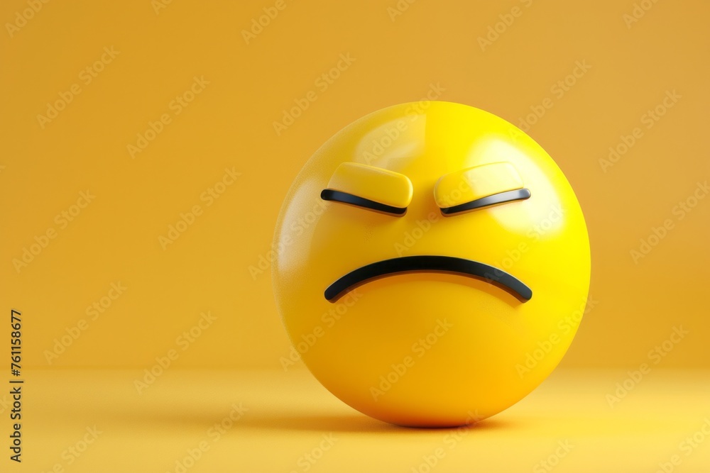 Fototapeta premium Sick or sad yellow emoji 3d style
