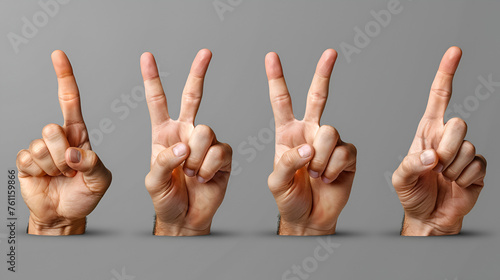 finger symbols from one to five isolated on transparent background, Set of woman palms raised fingers gesture numbers concept for people thumbnail. generative Ai  photo