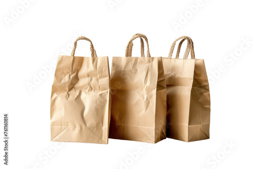 Recyclable Brown Paper Bag Isolated on Transparent Background.
