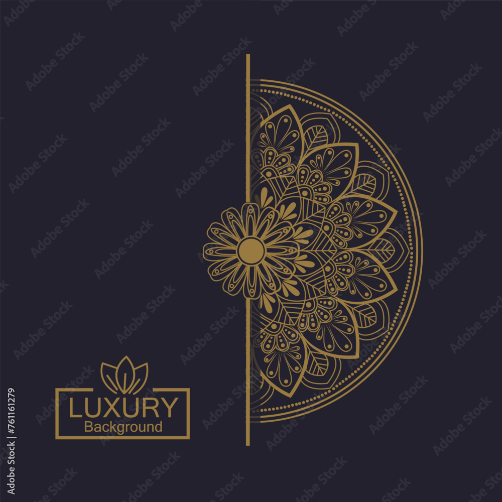 Luxury ornamental etnic design with golden mandala background