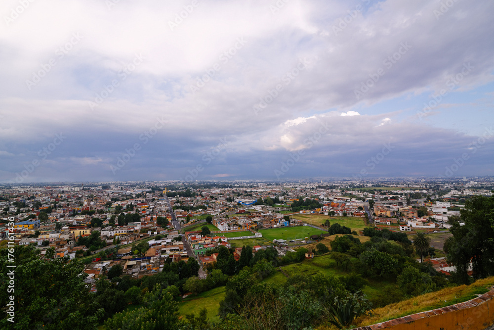 Wide landscape of Puebla city in Mexico