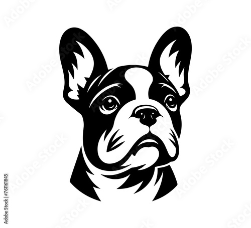french bulldog logo template editable black and white vector