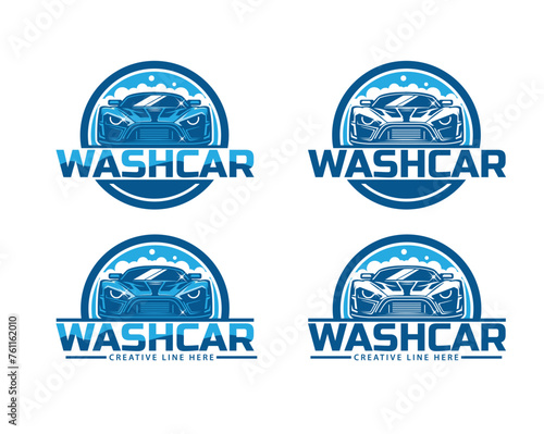 wash car logo set vector illustration