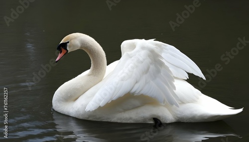 A Swan With Its Wings Drooped Resting After A Lon