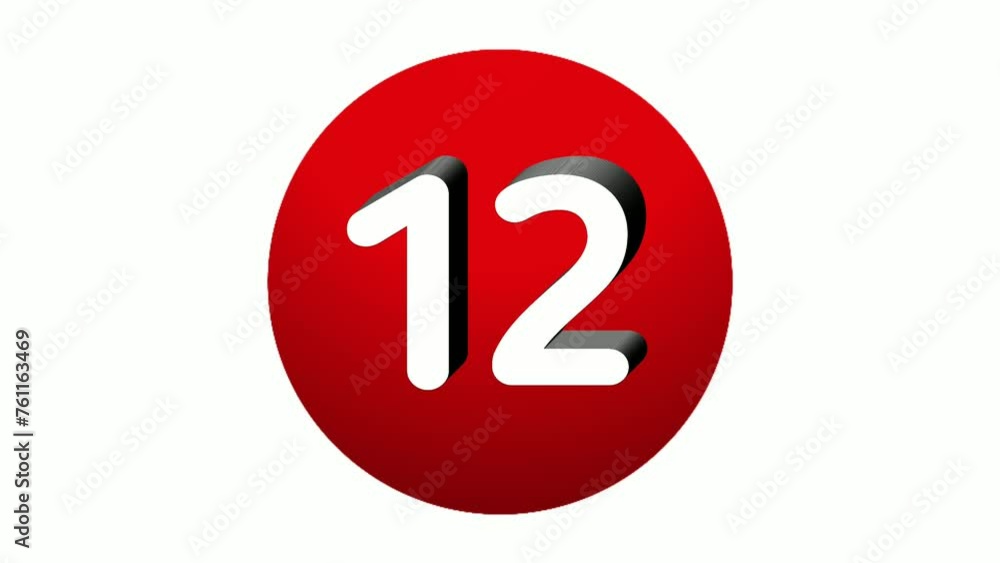 3D Number 12 twelve sign symbol animation motion graphics icon on red sphere on white background,cartoon video number for video elements 3D Number 12 twelve sign symbol animation motion graphics icon on red sphere on white background,cartoon video number for video elements