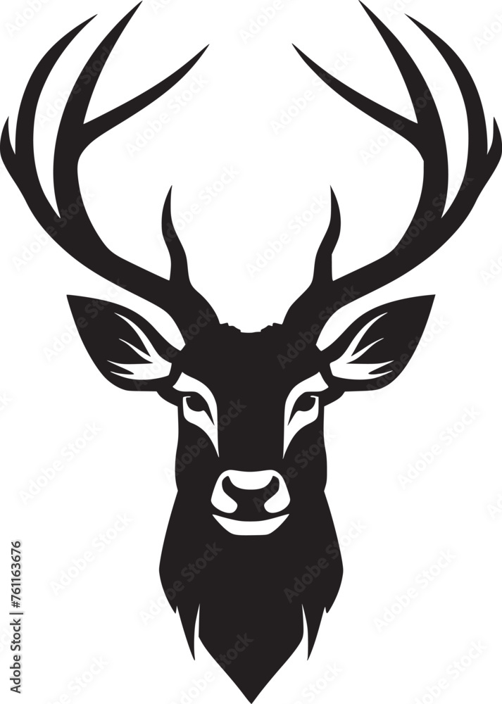 Monochrome deer head with elegant antler Monochrome deer head with elegant antler