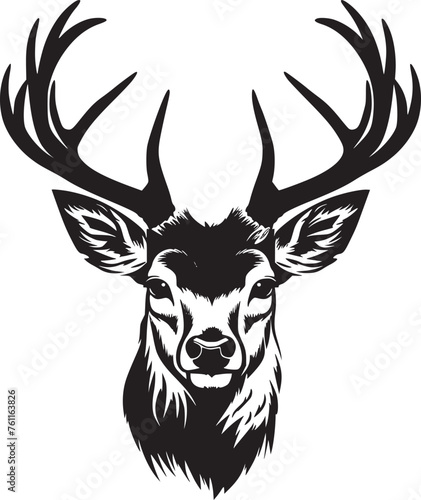 Monochrome deer head with elegant antler