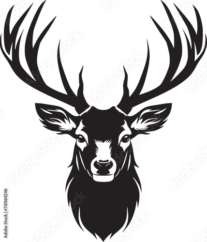 Monochrome deer head with elegant antler