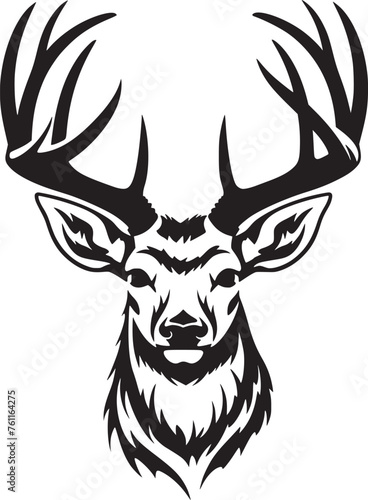 Monochrome deer head with elegant antler