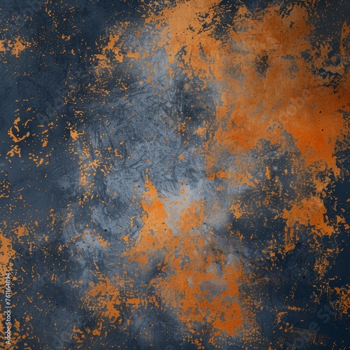 Grunge Background Texture in the Colors Pumpkin Orange, Navy Blue and Soft Grey created with Generative AI Technology