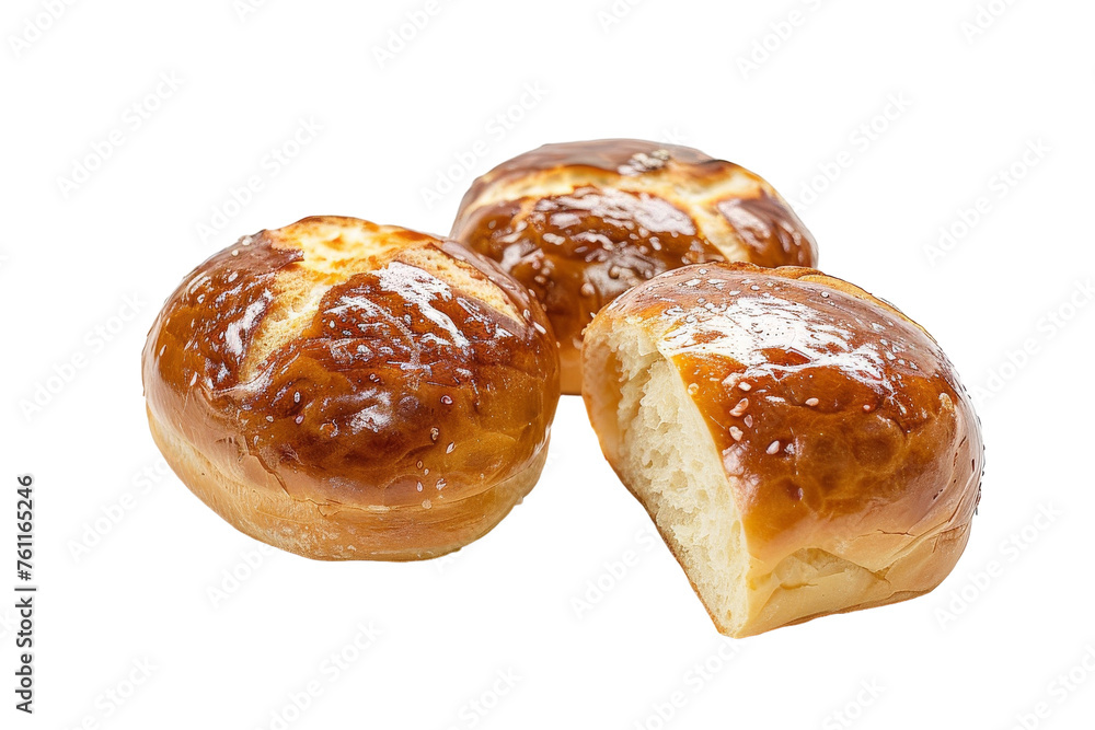 Soft Sweet Bun Slices Isolated on Transparent Background.