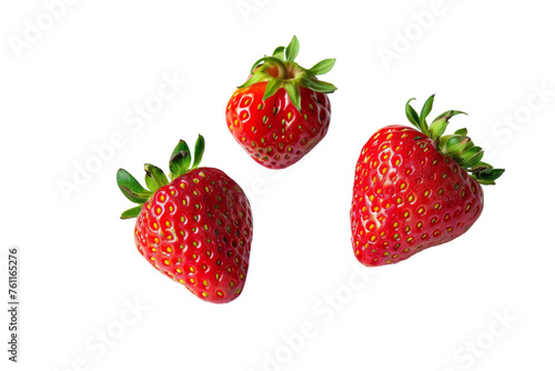 Fresh Strawberries Isolated on Transparent Background.