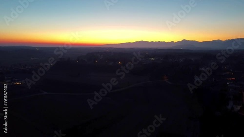 Wallpaper Mural Sunset over the ancient manor of Cassacco. Friuli seen from above. Torontodigital.ca