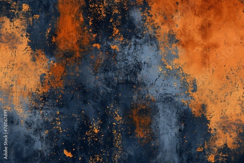Grunge Background Texture in the Colors Pumpkin Orange, Navy Blue and Soft Grey created with Generative AI Technology