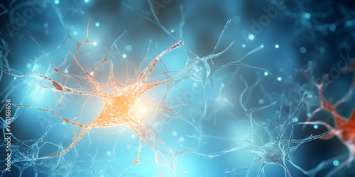 Vibrant Blue Neurons Neuroscience Nervous System Neuronal Connections blue background