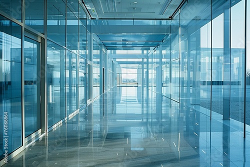 a sleek glass wall an office building - exuding modernity and sophistication