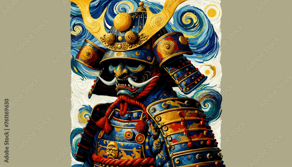 Concept of traditional Japanese armor image. Vector illustration.