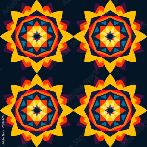 Seamless pattern with mandalas on a dark background. photo