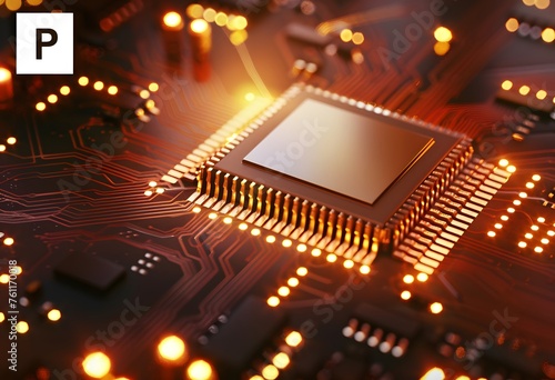 Advanced Technology Concept Visualization  Circuit Board CPU Processor Microchip Starting Artificial Intelligence.