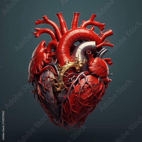 Human heart on isolated white backgrounds.