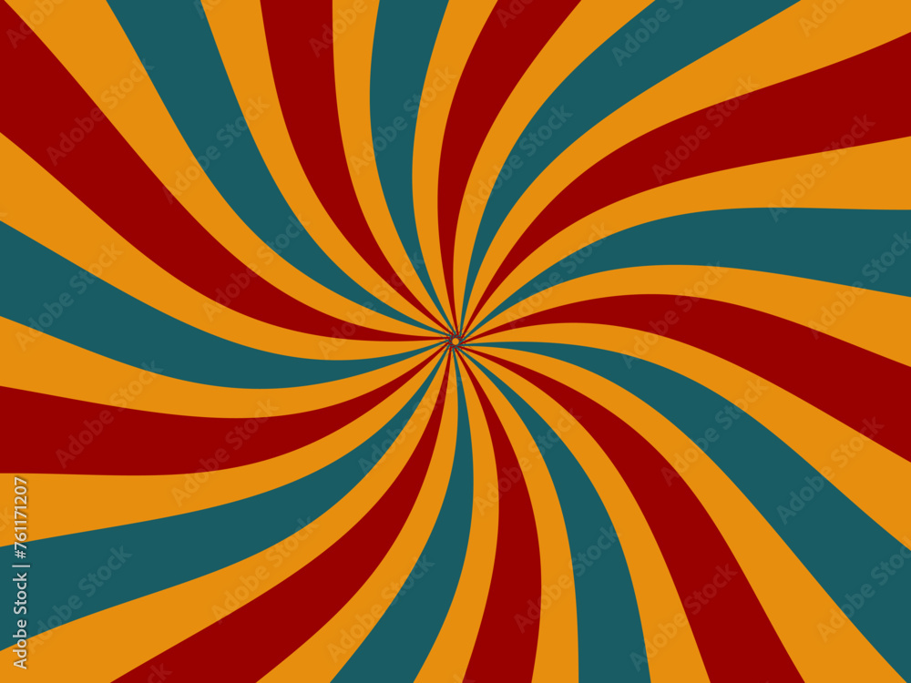 Swirl radial pattern retro background.