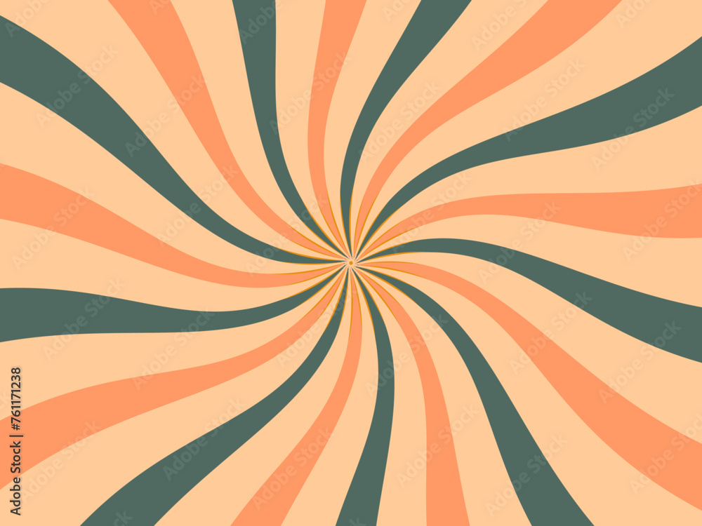 Swirl radial pattern retro background.