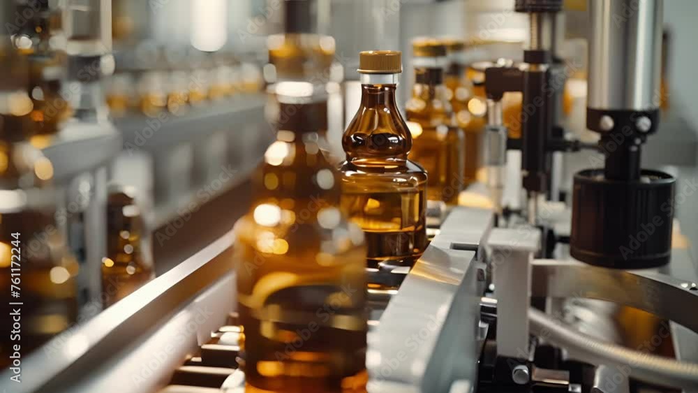 In the labeling area an automated machine swiftly unwraps and sticks labels onto bottles seamlessly integrating with the production line for speedy and accurate packaging. In the labeling area an automated machine swiftly unwraps and sticks labels onto bottles seamlessly integrating with the production line for speedy and accurate packaging.