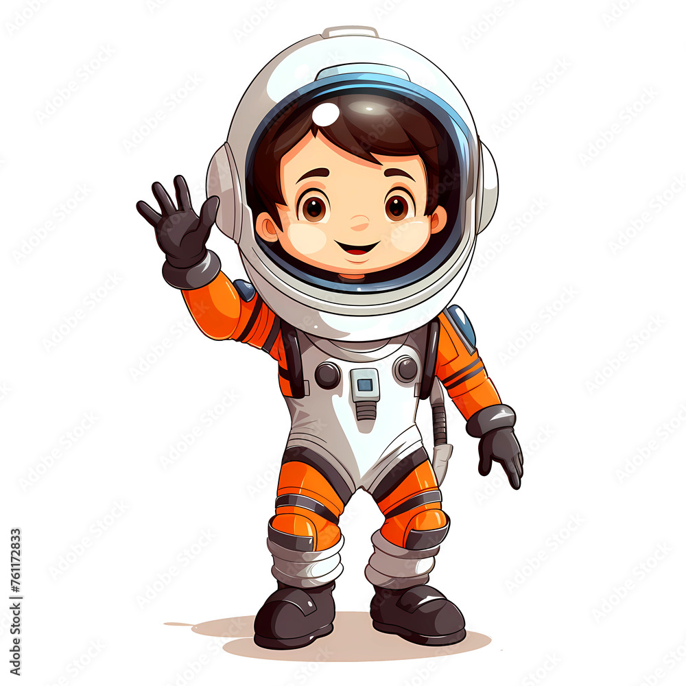 Cute little astronaut in a space suit 
