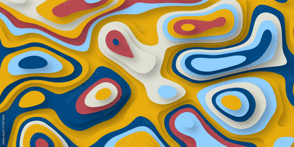 Obraz premium Colorful papercut background multi layers decorative. Vector art design