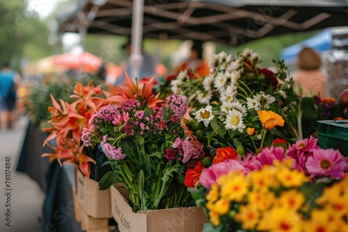 a bunch of flowers that are on a table