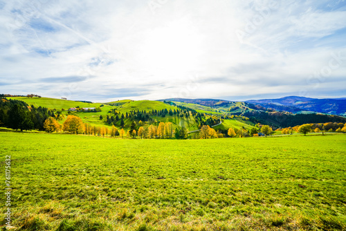 Autumnal landscape in the Black Forest. Nature with forests, hills and fields.  © Elly Miller