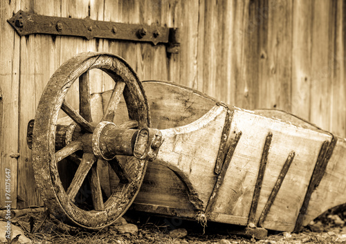 old wooden cart at a farm