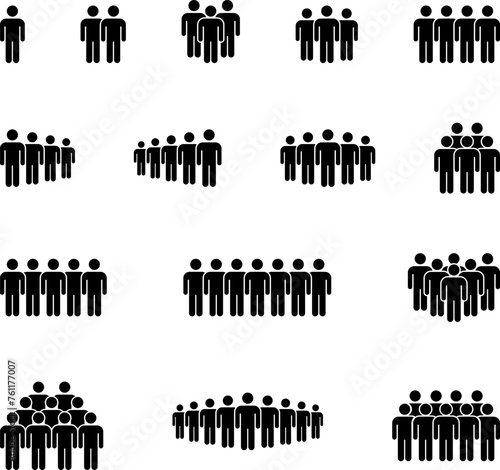 People icon. Group of people icons collection. People group icon set team worker user. User profile symbol. Group of users. Persons symbol. Vector.