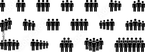 People icon. Group of people icons collection. People group icon set team worker user. User profile symbol. Group of users. Persons symbol. Vector.