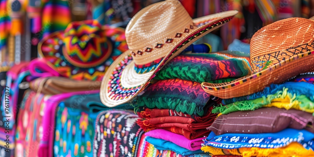 Cinco de Mayo. Mexican Artisan Market with Handcrafted Goods and Textiles Cinco de Mayo. Mexican Artisan Market with Handcrafted Goods and Textiles