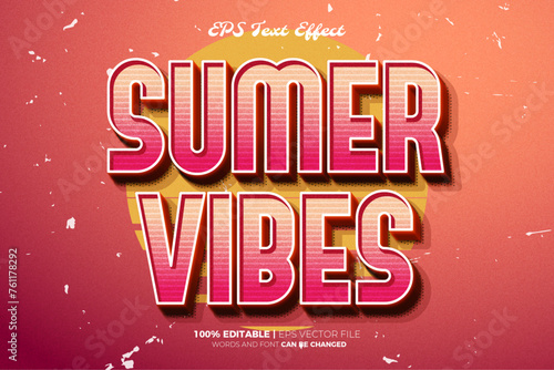 Summer Times Vibes Retro Vintage Editable text Effect Style