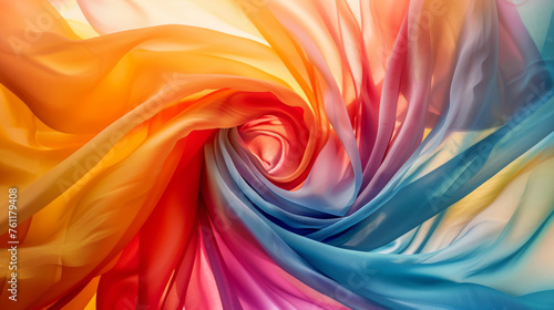 Colorful fabric twisted in a spiral, forming an eye-catching background.