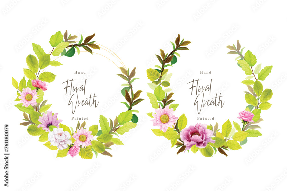 hand drawn floral wreath illustration design