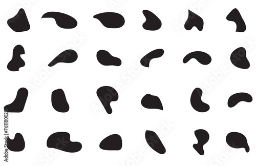 Blob shape organic set. Fluid cooler blob shape vector for abstract design.Irregular random minimal blob form. Abstract watery forms template. Organic blobs set icon on transparent background.