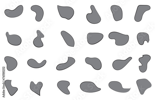 Blob shape organic set. Fluid cooler blob shape vector for abstract design.Irregular random minimal blob form. Abstract watery forms template. Organic blobs set icon on transparent background.