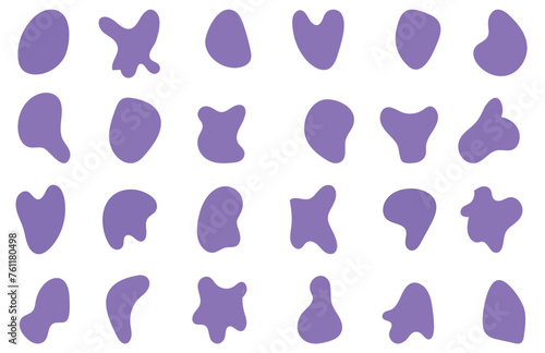 Blob shape organic set. Fluid cooler blob shape vector for abstract design.Irregular random minimal blob form. Abstract watery forms template. Organic blobs set icon on transparent background.
