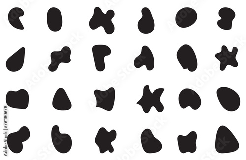 Blob shape organic set. Fluid cooler blob shape vector for abstract design.Irregular random minimal blob form. Abstract watery forms template. Organic blobs set icon on transparent background.