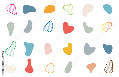 Blob shape organic set. Fluid cooler blob shape vector for abstract design.Irregular random minimal blob form. Abstract watery forms template. Organic blobs set icon on transparent background.