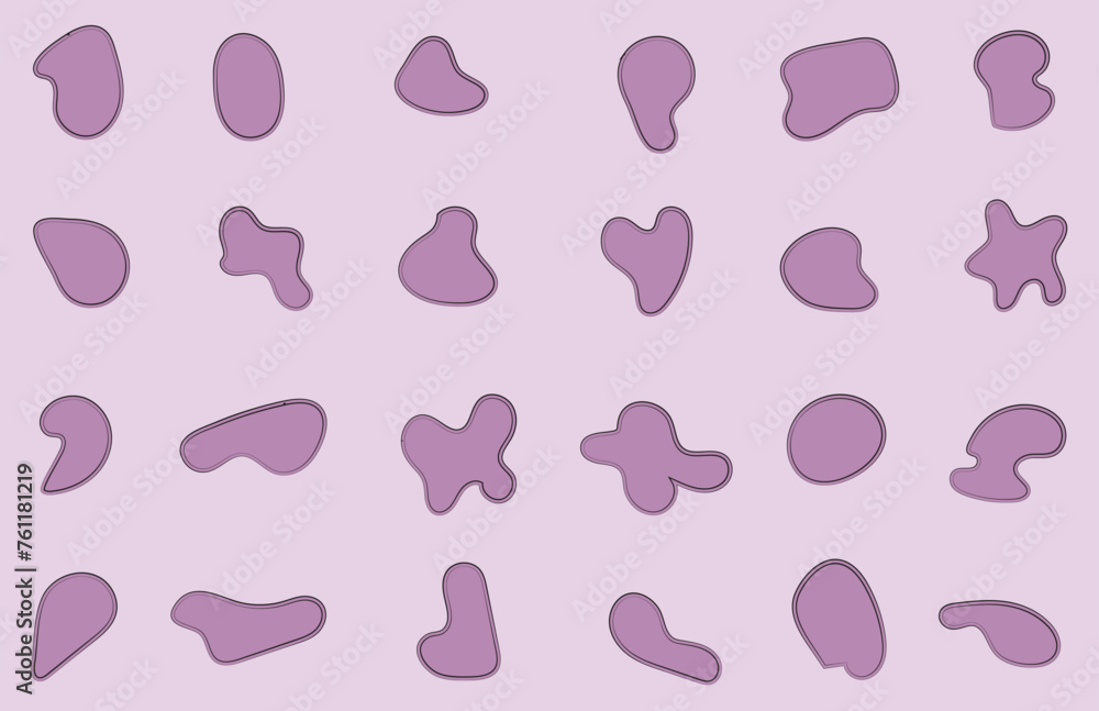 Blob shape organic set. Fluid cooler blob shape vector for abstract design.Irregular random minimal blob form. Abstract watery forms template. Organic blobs set icon on transparent background.